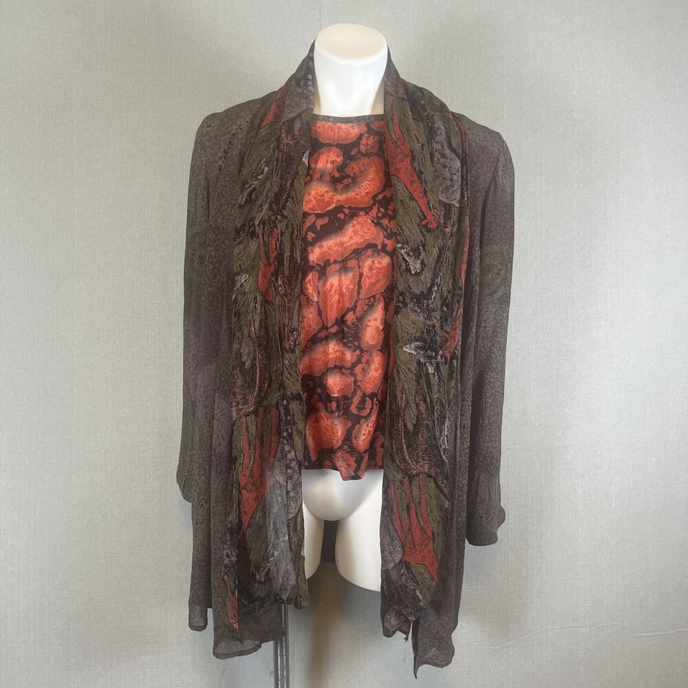 VTG Platinum Dorothy Schoelen Womens Cardigan Duster Vest Tank Shell Top Medium
